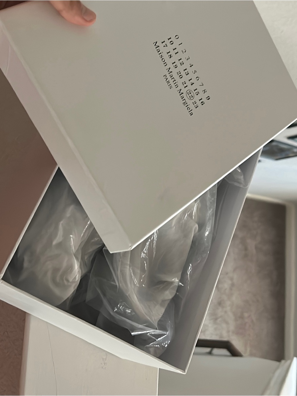 Maison Martin Margiela White and Gray Sneakers in Branded Box